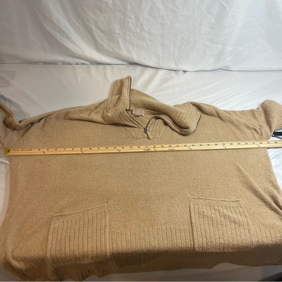 Barefoot Dreams Cozy Chic Lite 1/2 Zip Poncho Beige Size L/XL - Picture 9 of 15